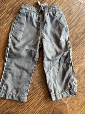 Kids Gray Athletic Pull-On Pants with Drawstring